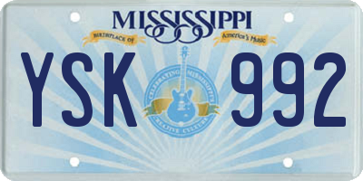 MS license plate YSK992