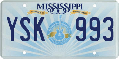 MS license plate YSK993