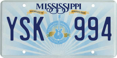 MS license plate YSK994