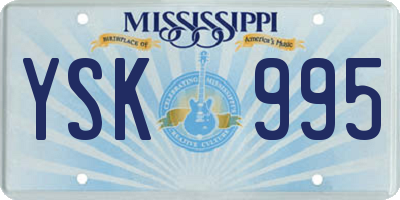 MS license plate YSK995