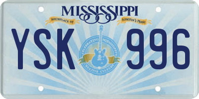 MS license plate YSK996