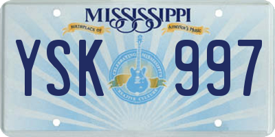 MS license plate YSK997