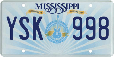 MS license plate YSK998