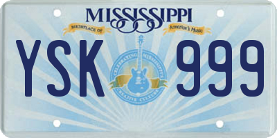 MS license plate YSK999