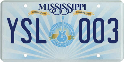 MS license plate YSL003