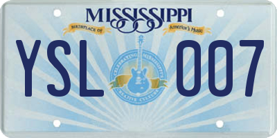 MS license plate YSL007