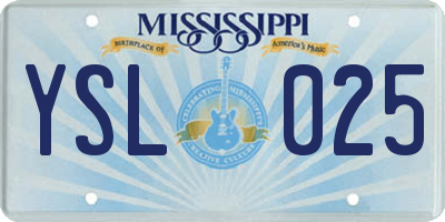 MS license plate YSL025
