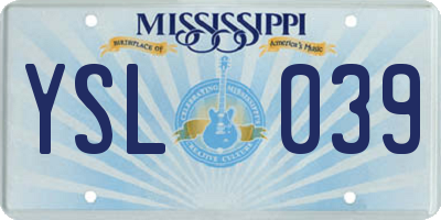 MS license plate YSL039