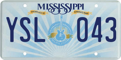 MS license plate YSL043