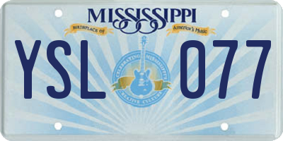 MS license plate YSL077