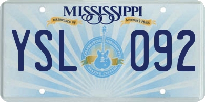 MS license plate YSL092