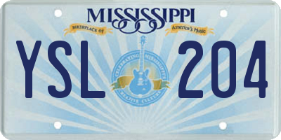 MS license plate YSL204