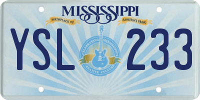 MS license plate YSL233