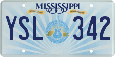 MS license plate YSL342