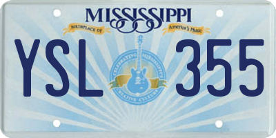 MS license plate YSL355