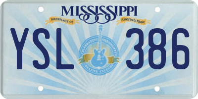 MS license plate YSL386