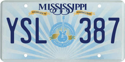 MS license plate YSL387