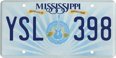 MS license plate YSL398