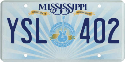 MS license plate YSL402
