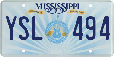 MS license plate YSL494