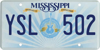 MS license plate YSL502