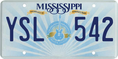 MS license plate YSL542