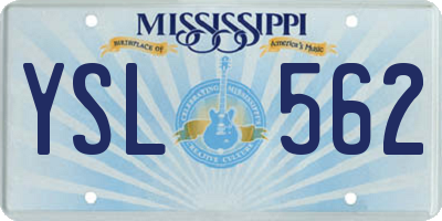 MS license plate YSL562