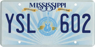 MS license plate YSL602