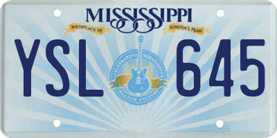 MS license plate YSL645