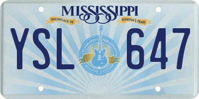 MS license plate YSL647