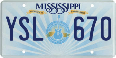 MS license plate YSL670