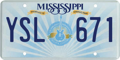 MS license plate YSL671