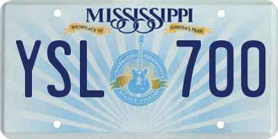 MS license plate YSL700