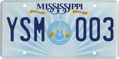 MS license plate YSM003