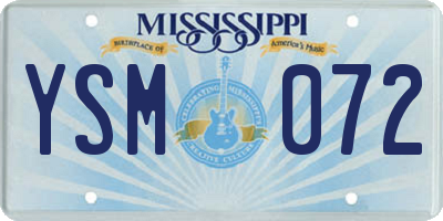 MS license plate YSM072