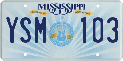 MS license plate YSM103