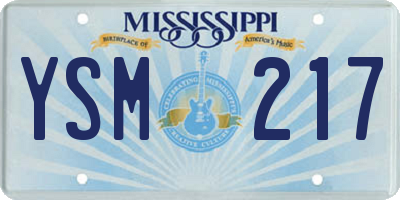 MS license plate YSM217