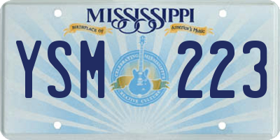 MS license plate YSM223