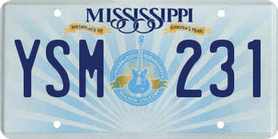 MS license plate YSM231