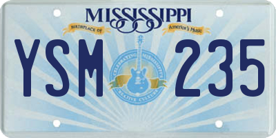 MS license plate YSM235