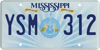 MS license plate YSM312