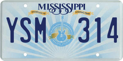 MS license plate YSM314
