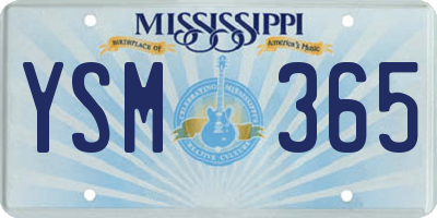 MS license plate YSM365