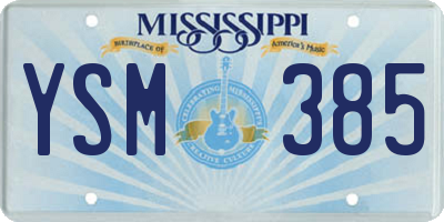 MS license plate YSM385