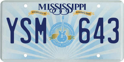 MS license plate YSM643