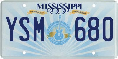 MS license plate YSM680