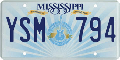 MS license plate YSM794