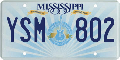 MS license plate YSM802