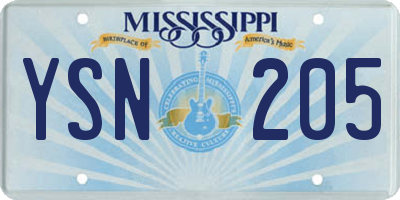 MS license plate YSN205
