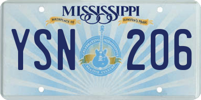 MS license plate YSN206